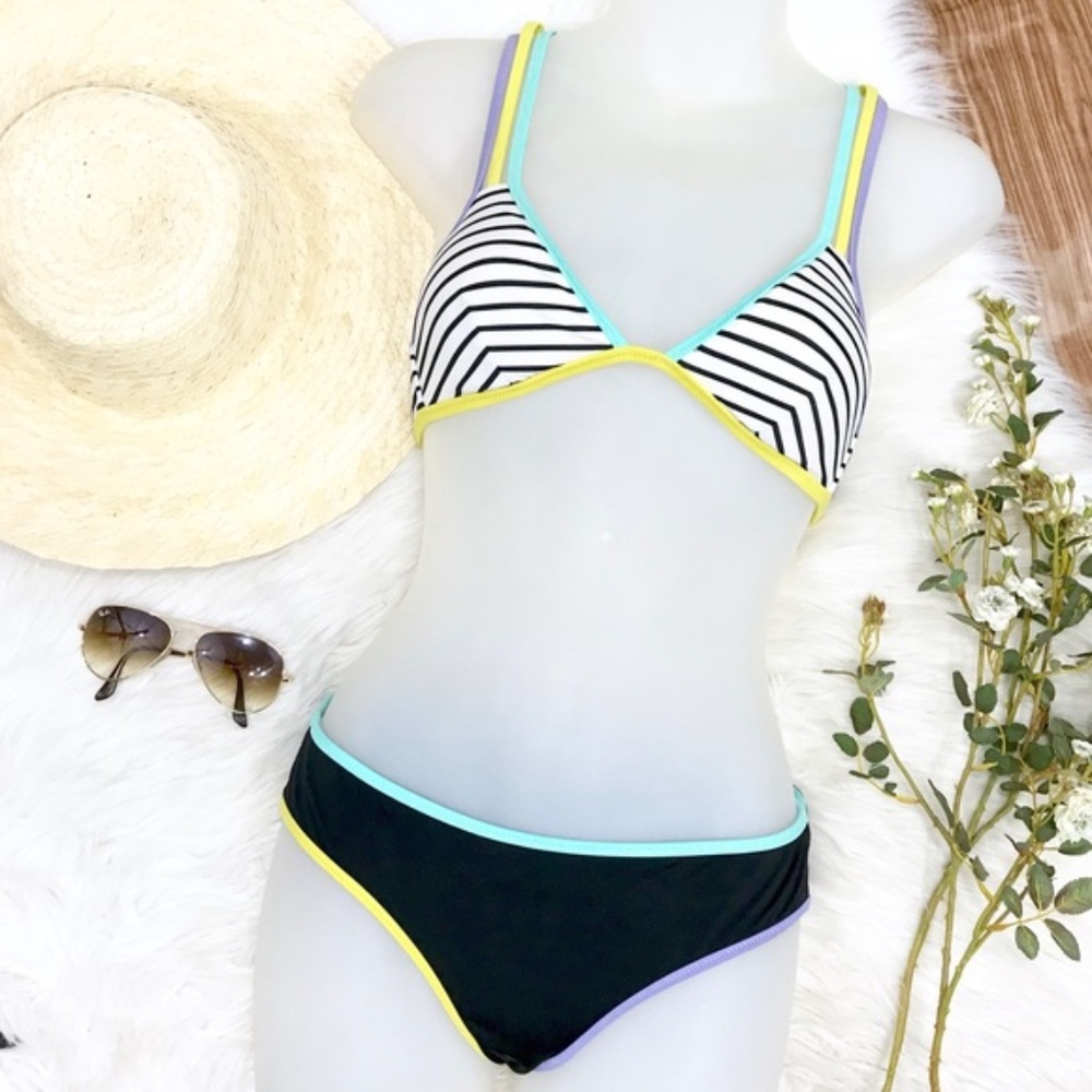 Victoria's Secret Color Block Strappy Bikini Set S
